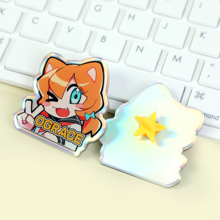 Custom Opaque Holographic Acrylic Pins