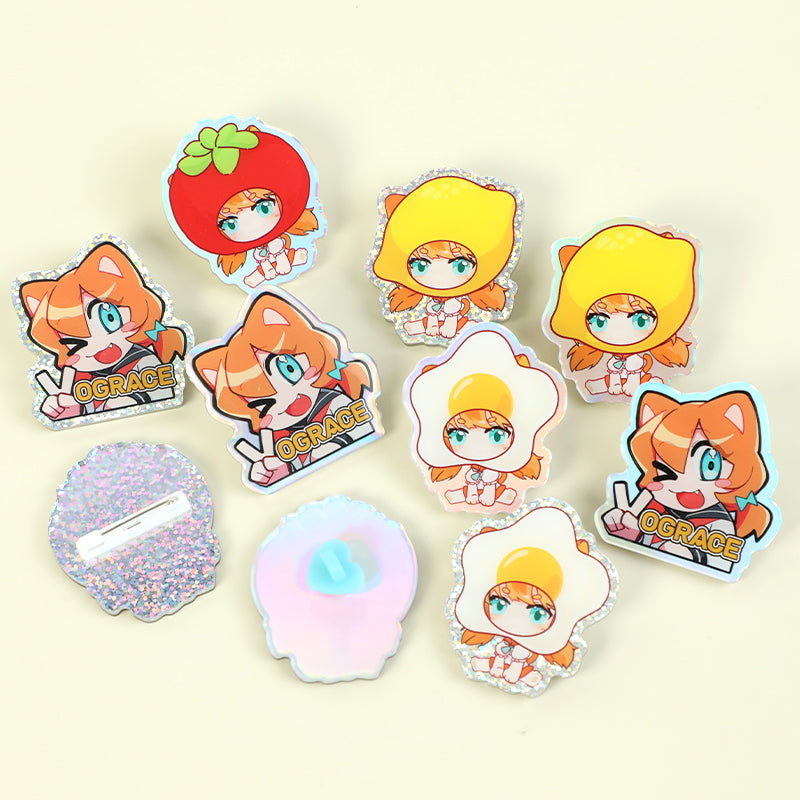 Custom Opaque Holographic Acrylic Pins