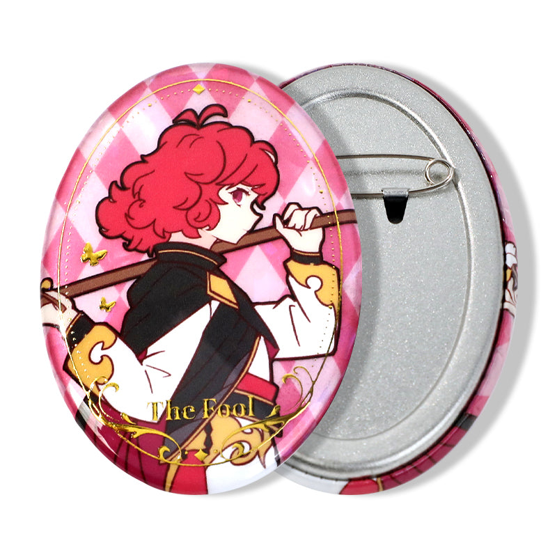 Custom Oval Cold Foil Stamping Glitter Holographic Button Pins - VOGRACE