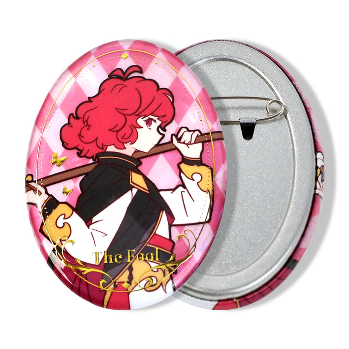 Custom Oval Cold Foil Stamping Glitter Holographic Button Pins - VOGRACE