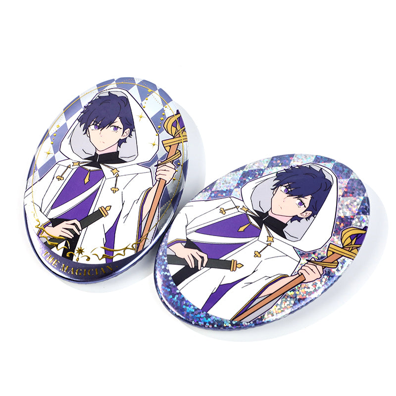 Custom Oval Cold Foil Stamping Glitter Holographic Button Pins - VOGRACE