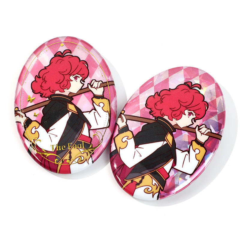 Custom Oval Cold Foil Stamping Glitter Holographic Button Pins - VOGRACE