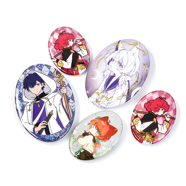 Custom Oval Cold Foil Stamping Glitter Holographic Button Pins - VOGRACE