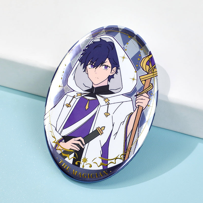 Custom Oval Cold Foil Stamping Glitter Holographic Button Pins - VOGRACE