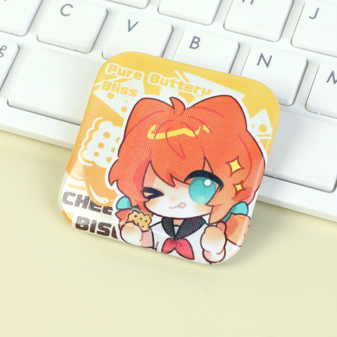 Custom Raised Foil Stamping Square Glitter Button Pins