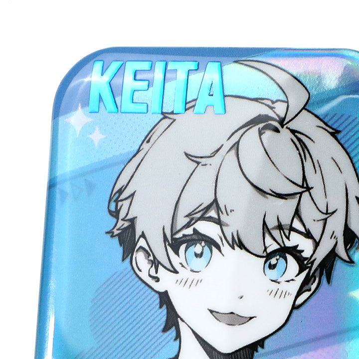 Custom Rectangle Cold Foil Stamping Glitter Holographic Button Pins - VOGRACE