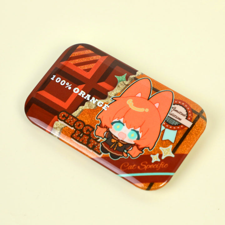 Custom Rectangle Cold Foil Stamping Glitter Holographic Button Pins - VOGRACE