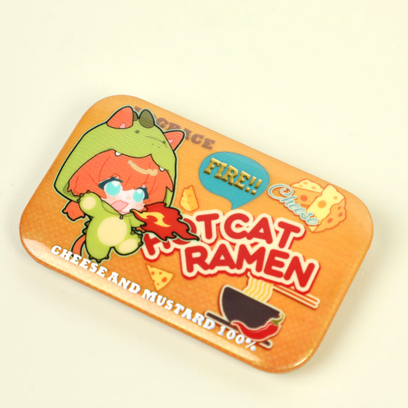 Custom Rectangle Cold Foil Stamping Glitter Holographic Button Pins - VOGRACE