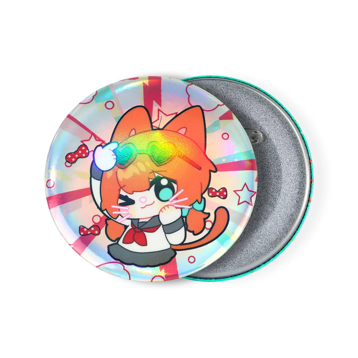 Custom Round Glitter Holographic Button Pins