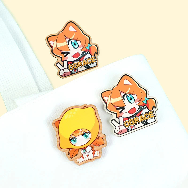 Custom Synthetic Wooden Pins Badges – VOGRACE
