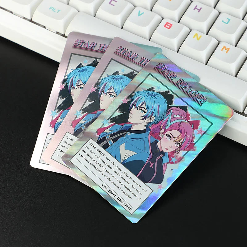 custom holographic trading card Custom Trading Holographic Cards Personalized Artist TCG Game Cards 59*86mm(Double sided different design) / 325g Dotted Horizontal Light Beam /
