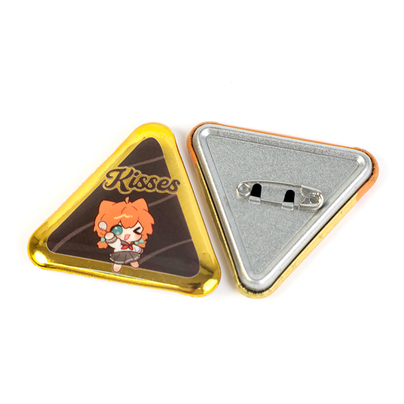 Custom Triangle Glitter Button Pins