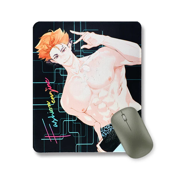 Custom waterproof mouse pad with anime shirtless male character illustration