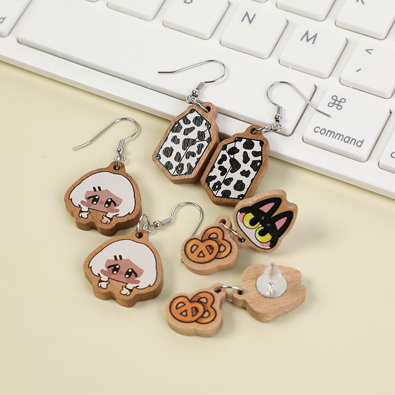 Custom Wooden Earrings Ear Stud - VOGRACE
