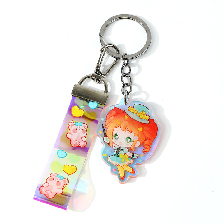 Custom Rainbow Acrylic Holographic PVC Lanyard Keychains