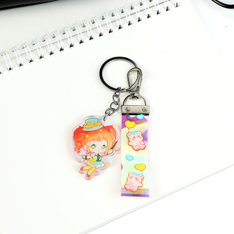 Custom Rainbow Acrylic Holographic PVC Lanyard Keychains