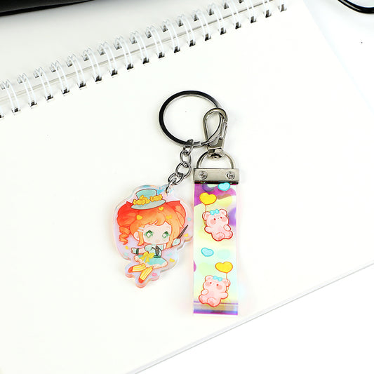 Custom Rainbow Acrylic Holographic PVC Lanyard Keychains - VOGRACE