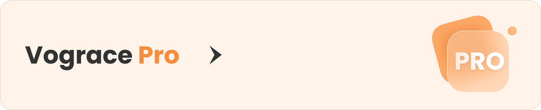 Banner with Vograce Pro text and orange gradient PRO icon for premium animation products