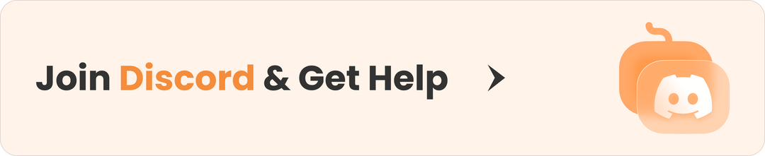 Join Discord and get help button with orange text and Discord logo on a light background