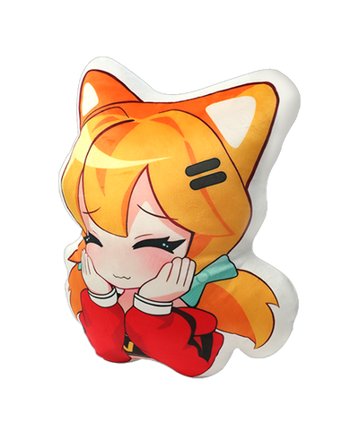 Vograce Product Collections Custom Home And Living Categories Anime girl fox ears custom throw pillow, orange hair, cute chibi style, promotional merchandise