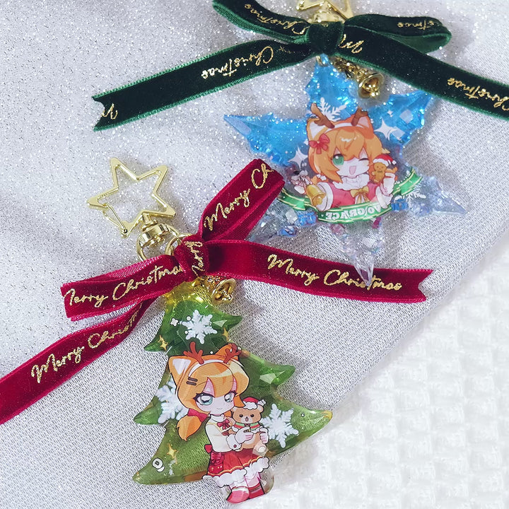 Custom Acrylic Diamond Keychain Snowflake &amp; Christmas Tree