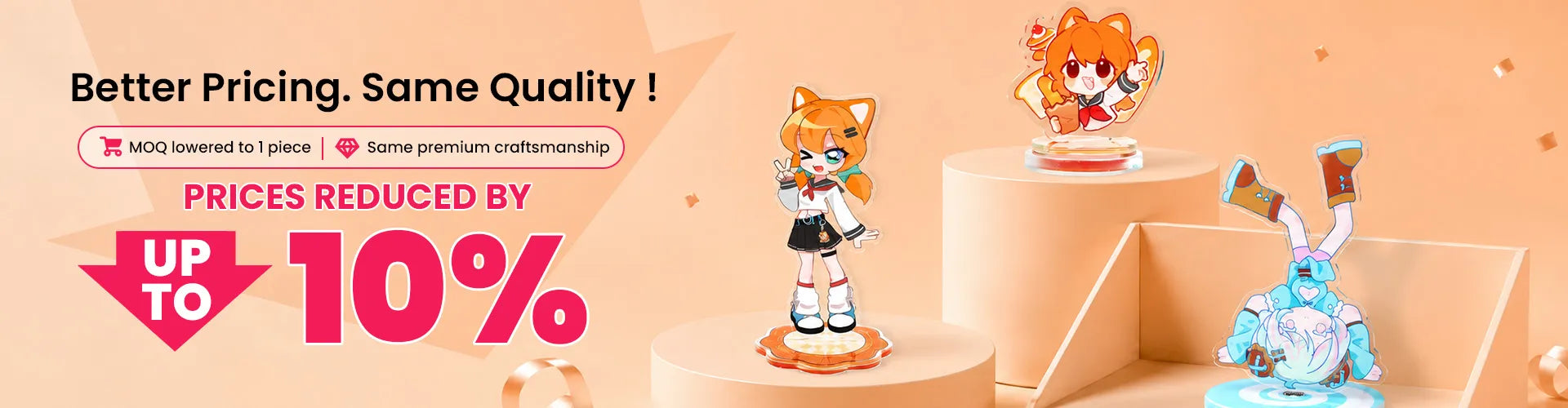 Custom anime acrylic standees with vibrant colors, polished edges, and multi-layer designs for collectibles or displays.