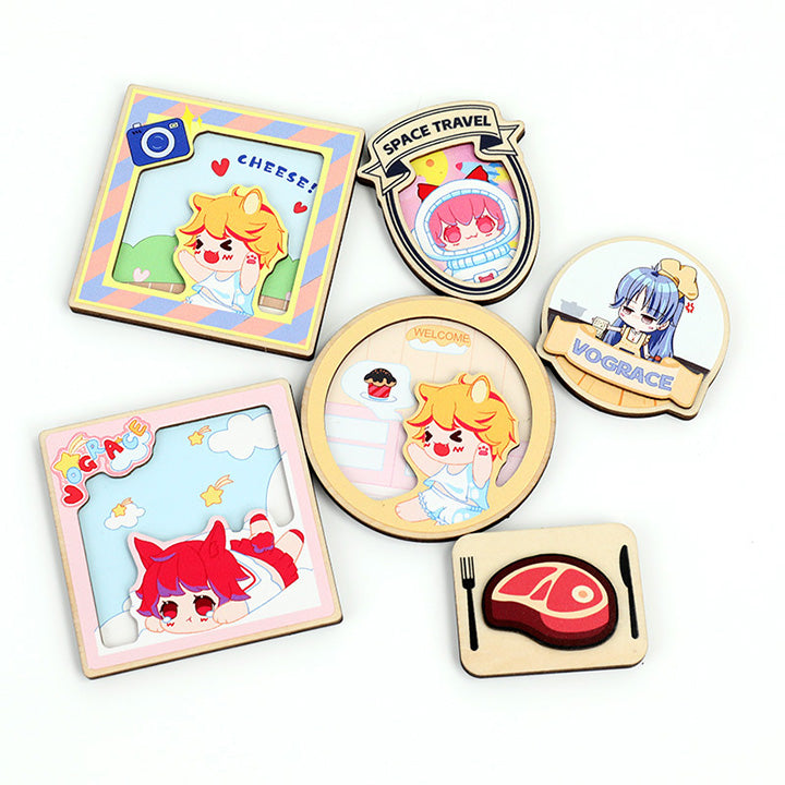 Custom Multilayer Wooden Fridge Magnets