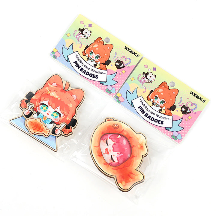ArtsomeAccessories Wooden Anime Brooches, Wooden Pins, Wooden Gifts, Wooden Jewellery, Wooden Accessories, Cute Gift