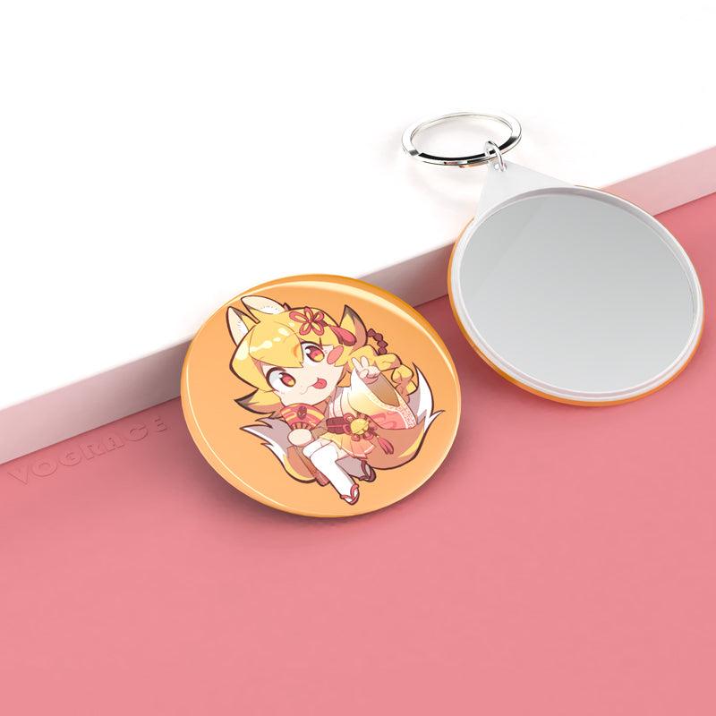 Custom Button Pin Mirror Keychain - VOGRACE