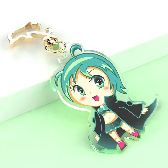 Keychains Character Designs Custom acrylic keychain with cute anime character design, green hair ...